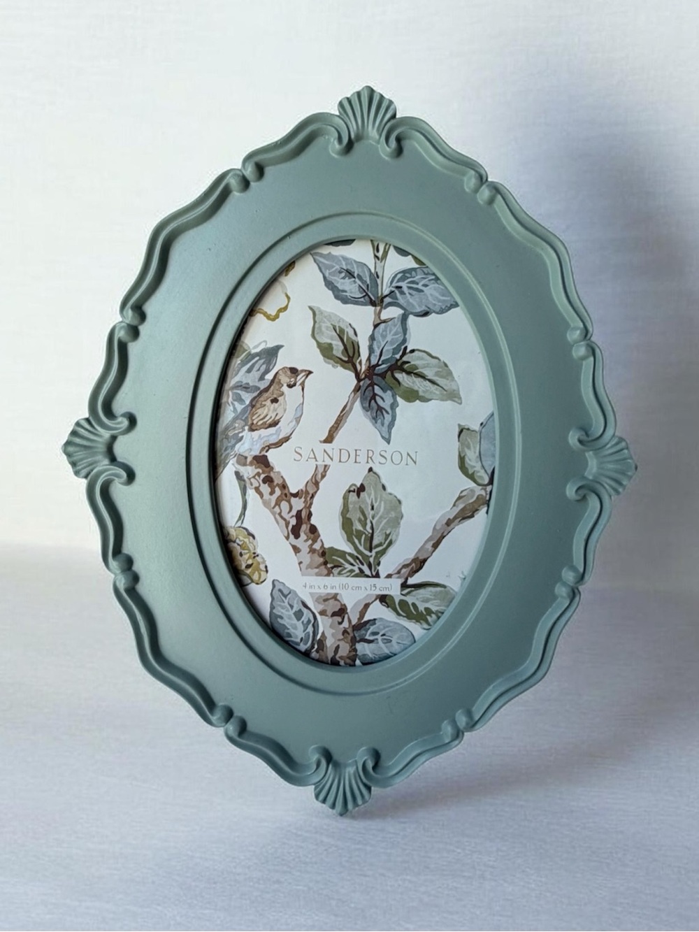 Sage Green Ornate Oval Photo Frame 4”x6” photo